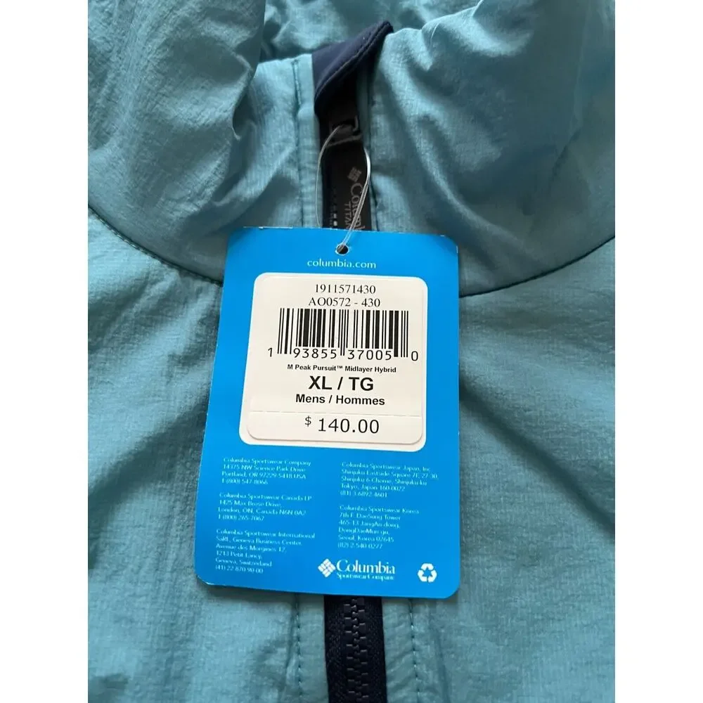 Columbia Titanium Men's Peak Pursuit Midlayer Hybrid Jacket Blue/Navy XL NWT